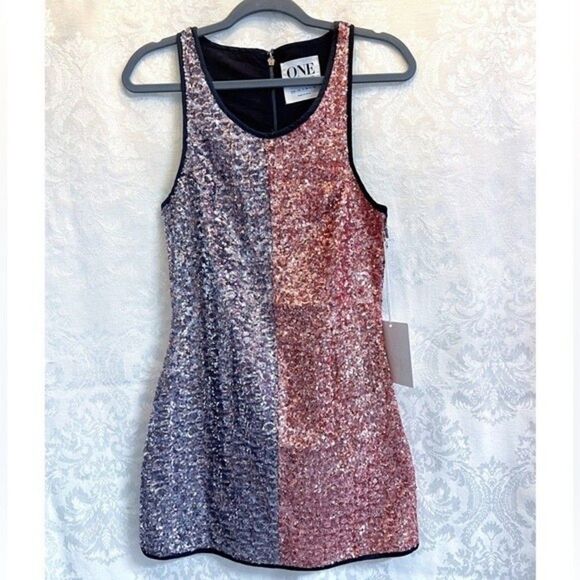 One Teaspoon Sequin Racerback Mini Dress In Bronze/Silver Size XXS NWT Scarface - Picture 2 of 11